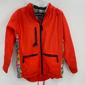 OBERMEYER Youth Floyd Snow Winter Jacket Size L Red Floral Zip Closure Hooded